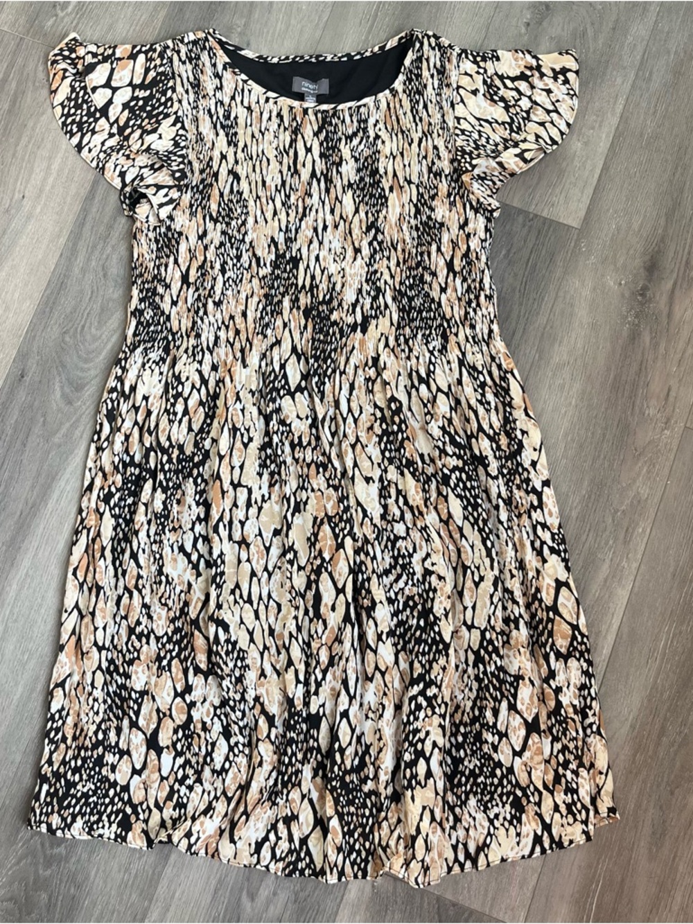 NWT Ninety Small Abstract Animal Print Flowy Dress